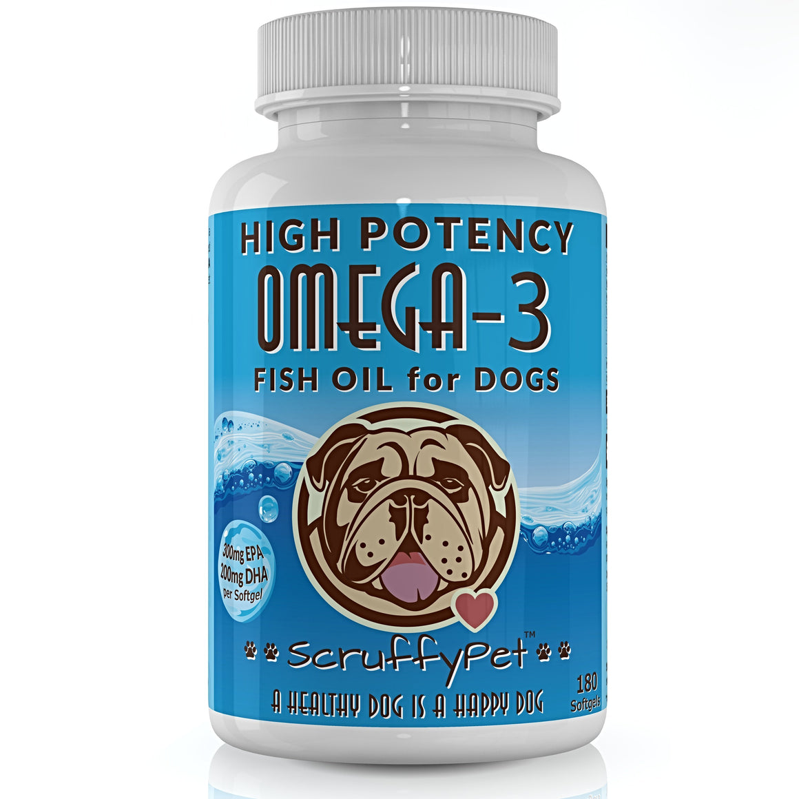 ScruffyPet Pure Omega 3 Fish Oil For Dogs - 180 Softgels