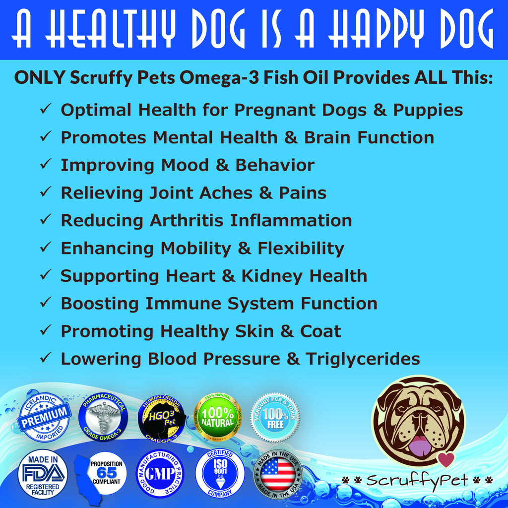 ScruffyPet Pure Omega 3 Fish Oil For Dogs - 180 Softgels